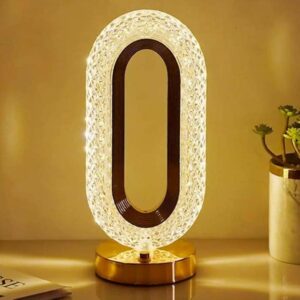 Luxury Crystal Touch Lamp with 3 Color Modes & Dimmable Brightness | Rechargeable LED Bedside Table Lamp for Bedroom, Living Room & Home Décor | Acrylic Diamond Pattern Night...