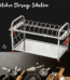Regular Stainless Steel 12 x 18 Dish Rack | 2-Tier Kitchen Utensil Drainer | Plate Stand with Cutlery & Glass Holders