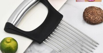 Stainless Steel Onion Cutter & Vegetable Slicer Holder Tool (1 Pc)