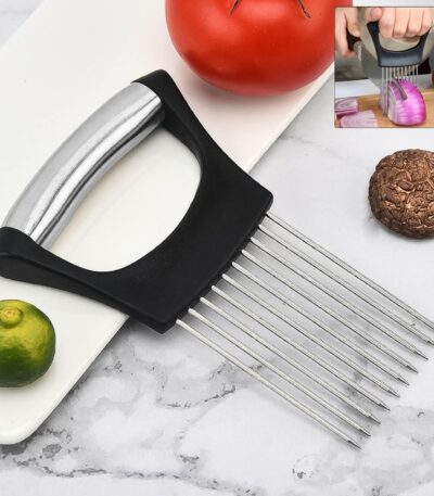 Stainless Steel Onion Cutter & Vegetable Slicer Holder Tool (1 Pc)